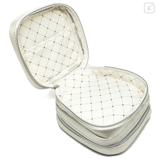 Japan Sanrio Square Pouch - Hello Kitty : Monotone Ribbon Ivory - 3
