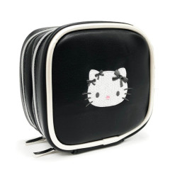 Japan Sanrio Square Pouch - Hello Kitty : Monotone Ribbon Black