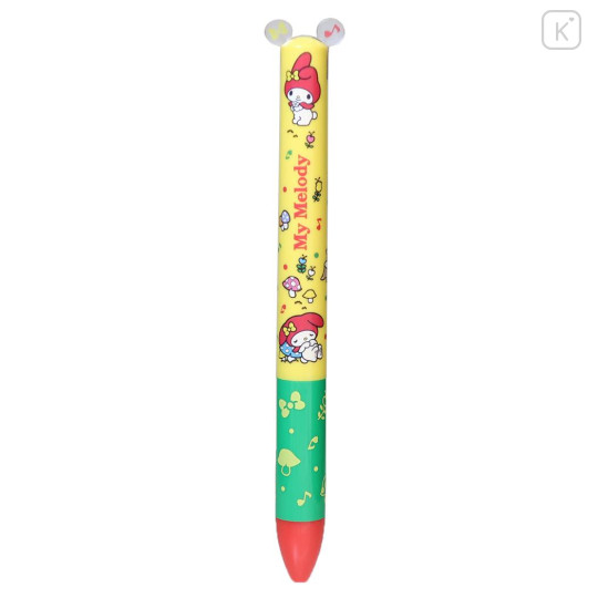 Japan Sanrio Two Color Mimi Pen - My Melody : Field Yellow Green - 1