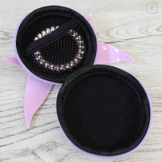 Japan Pokemon Mini Round Accessory Pouch with Carabiner - Espeon : Face Light Purple - 3