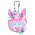 Japan Pokemon Mini Round Accessory Pouch with Carabiner - Sylveon : Face Pink - 1