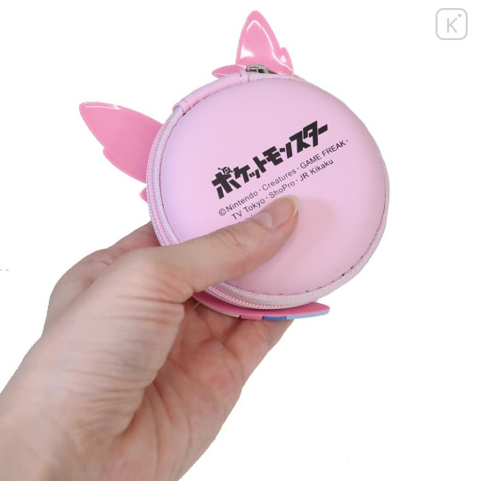 Japan Pokemon Mini Round Accessory Pouch with Carabiner - Sylveon : Face Pink - 2