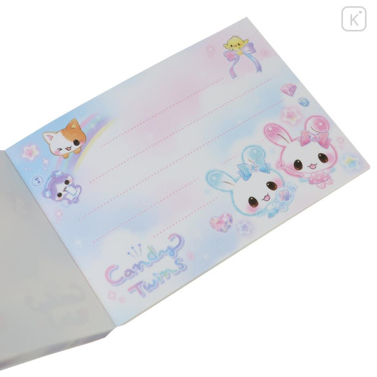 Japan Q-LiA Mini Notepad - Candy Twins Rabbit : Rainbow Sky Party - 3