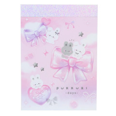 Japan Q-LiA Mini Notepad - Rabbit Pukkuri Puffy Days Pink Heart