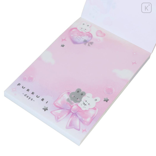 Japan Q-LiA Mini Notepad - Rabbit Pukkuri Puffy Days Pink Heart - 2