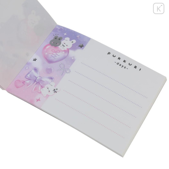 Japan Q-LiA Mini Notepad - Rabbit Pukkuri Puffy Days Pink Heart - 3