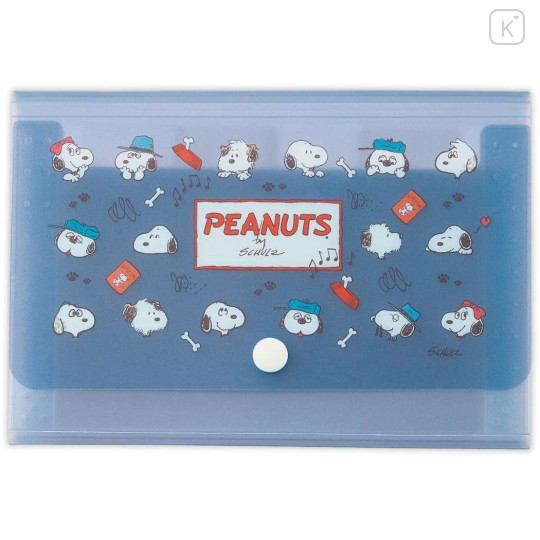 Japan Peanuts B6 Compact 5-Pocket Index Clear File Folder Organizer - Snoopy : Brothers Navy - 1