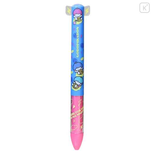 Japan Sanrio Two Color Mimi Pen - Goropikadon : Blue Pink - 1