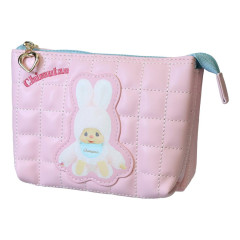Japan Monchhichi 3 Pocket Cosmetic Pouch - Chimutan : Quilted Pink