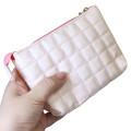 Japan Monchhichi 3 Pocket Cosmetic Pouch - Chamu Quilted Light Pink - 2
