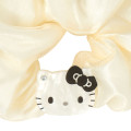 Japan Sanrio Original Scrunchie - Hello Kitty : Ivory Pearl Marble Black Ribbon - 2