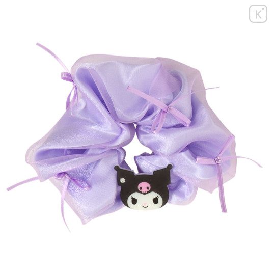 Japan Sanrio Original Scrunchie - Kuromi : Pearl Marble Ribbon Purple - 1