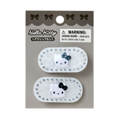 Japan Sanrio Original Hair Clip Set - Hello Kitty : Sparkling Stone Pearl Marble