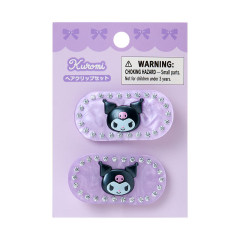 Japan Sanrio Original Hair Clip Set - Kuromi : Sparkling Stone Pearl Marble