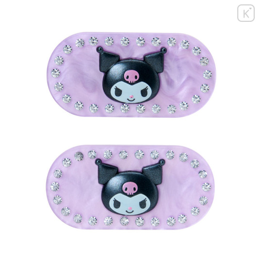 Japan Sanrio Original Hair Clip Set - Kuromi : Sparkling Stone Pearl Marble - 2