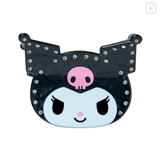 Japan Sanrio Original Hair Claw Clip - Kuromi : Face Sparkling Stone Pearl Marble - 1