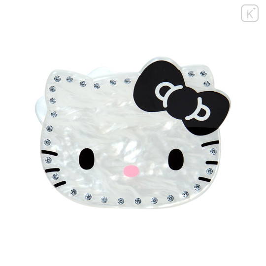 Japan Sanrio Original Hair Claw Clip - Hello Kitty : Face Sparkling Stone Pearl Marble - 1