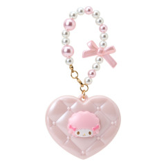 Japan Sanrio Original Heart-Shaped Compact Mirror with Bead Charm - My Sweet Piano : Elegant Quilted