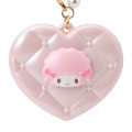 Japan Sanrio Original Heart-Shaped Compact Mirror with Bead Charm - My Sweet Piano : Elegant Quilted - 2