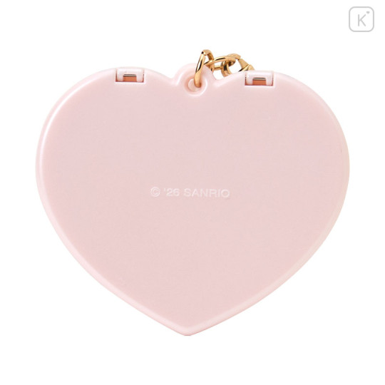 Japan Sanrio Original Heart-Shaped Compact Mirror with Bead Charm - My Sweet Piano : Elegant Quilted - 3