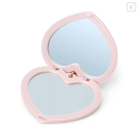 Japan Sanrio Original Heart-Shaped Compact Mirror with Bead Charm - My Sweet Piano : Elegant Quilted - 4