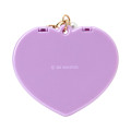 Japan Sanrio Original Heart-Shaped Compact Mirror with Bead Charm - Kuromi : Elegant Quilted - 3