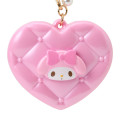 Japan Sanrio Original Heart-Shaped Compact Mirror with Bead Charm - My Melody : Elegant Quilted - 2