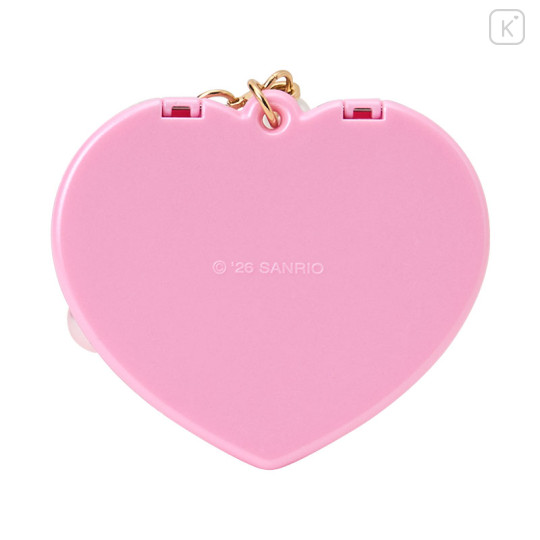 Japan Sanrio Original Heart-Shaped Compact Mirror with Bead Charm - My Melody : Elegant Quilted - 3