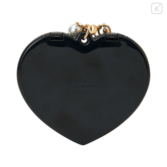 Japan Sanrio Original Heart-Shaped Compact Mirror with Bead Charm - Hello Kitty : Elegant Quilted - 3