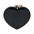 Japan Sanrio Original Heart-Shaped Compact Mirror with Bead Charm - Hello Kitty : Elegant Quilted - 3