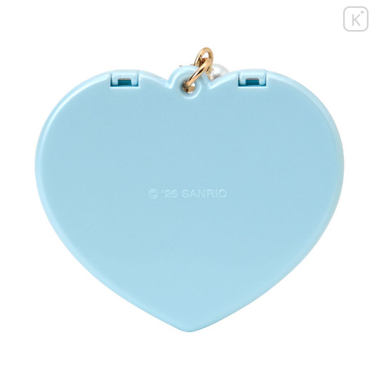 Japan Sanrio Original Heart-Shaped Compact Mirror with Bead Charm - Cinnamoroll : Elegant Quilted - 3