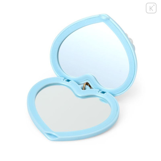 Japan Sanrio Original Heart-Shaped Compact Mirror with Bead Charm - Cinnamoroll : Elegant Quilted - 4