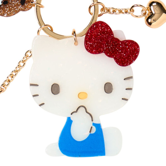 Japan Sanrio Acrylic Keychain Bag Charm with Mirror - Hello Kitty & Tiny Chum : Glitter Pearl Marble - 3