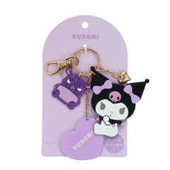 Japan Sanrio Acrylic Keychain Bag Charm with Mirror - Kuromi & Baku : Glitter Pearl Marble