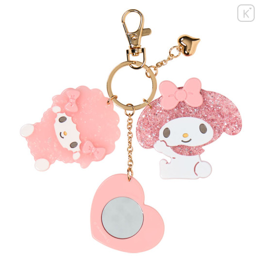 Japan Sanrio Acrylic Keychain Bag Charm with Mirror - My Melody & My Sweet Piano : Glitter Pearl Marble - 2