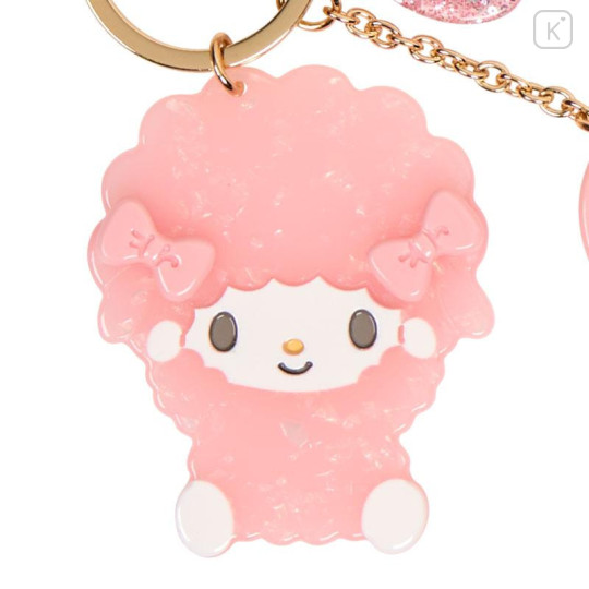 Japan Sanrio Acrylic Keychain Bag Charm with Mirror - My Melody & My Sweet Piano : Glitter Pearl Marble - 4