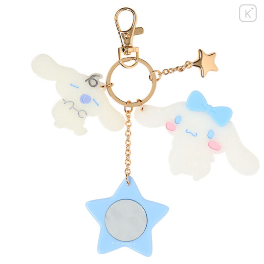 Japan Sanrio Acrylic Keychain Bag Charm with Mirror - Cinnamoroll & Milk : Glitter Pearl Marble - 2