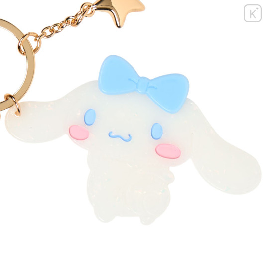 Japan Sanrio Acrylic Keychain Bag Charm with Mirror - Cinnamoroll & Milk : Glitter Pearl Marble - 3