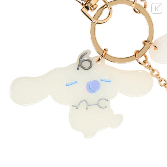 Japan Sanrio Acrylic Keychain Bag Charm with Mirror - Cinnamoroll & Milk : Glitter Pearl Marble - 4