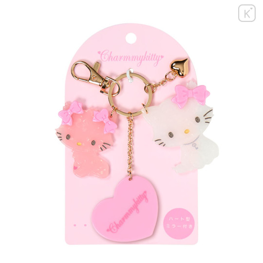 Japan Sanrio Acrylic Keychain Bag Charm with Mirror - Charmmy Kitty : Glitter Pearl Marble - 1