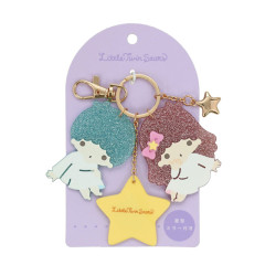 Japan Sanrio Acrylic Keychain Bag Charm with Mirror - Little Twin Stars : Glitter Pearl Marble