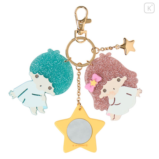 Japan Sanrio Acrylic Keychain Bag Charm with Mirror - Little Twin Stars : Glitter Pearl Marble - 2