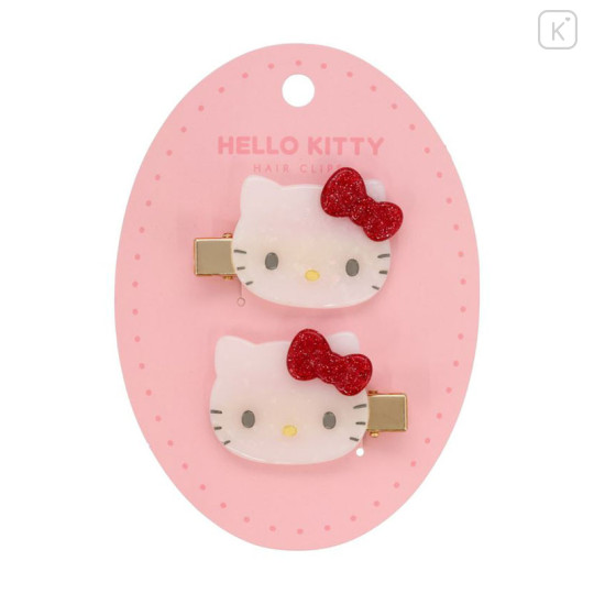 Japan Sanrio Acrylic Hair Clip Set - Hello Kitty : Glitter - 1