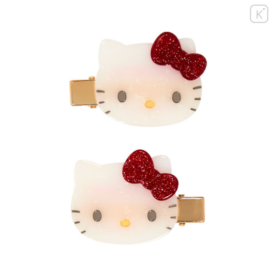 Japan Sanrio Acrylic Hair Clip Set - Hello Kitty : Glitter - 2