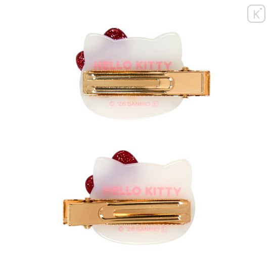 Japan Sanrio Acrylic Hair Clip Set - Hello Kitty : Glitter - 3