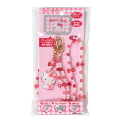 Japan Sanrio Original Phone Shoulder Strap - Hello Kitty : Bead Ribbon Charm