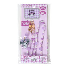 Japan Sanrio Original Phone Shoulder Strap - Kuromi : Bead Ribbon Charm