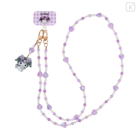 Japan Sanrio Original Phone Shoulder Strap - Kuromi : Bead Ribbon Charm - 2