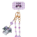 Japan Sanrio Original Phone Shoulder Strap - Kuromi : Bead Ribbon Charm - 3