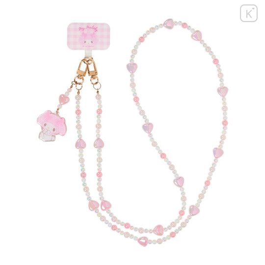 Japan Sanrio Original Phone Shoulder Strap - My Melody : Bead Ribbon Charm - 2